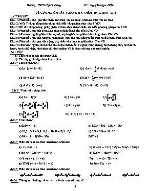 Đề cương ôn tập Toán 8 HK I năm học 2015- 2016